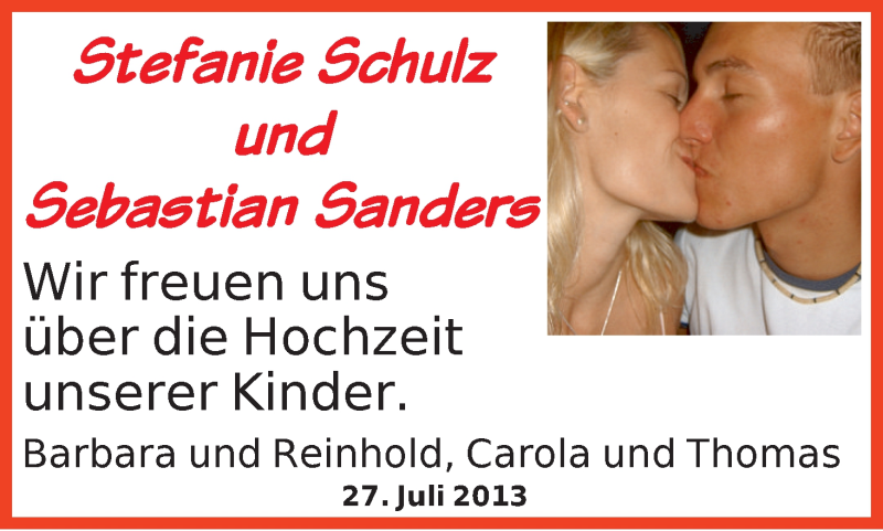 Hochzeitsanzeige von Stefanie Schulz von WESER-KURIER