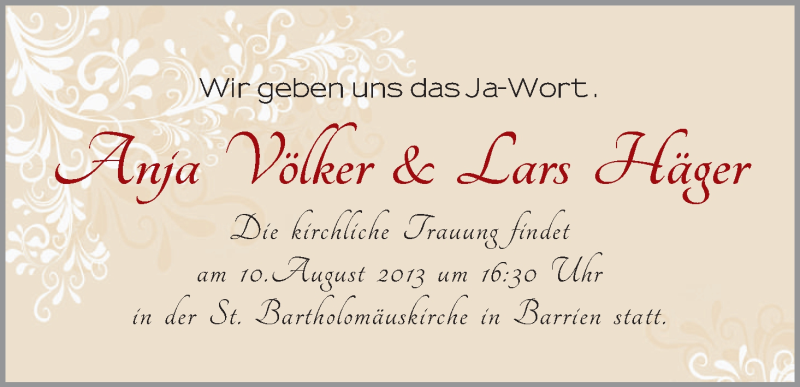 Hochzeitsanzeige von Anja Völker von WESER-KURIER