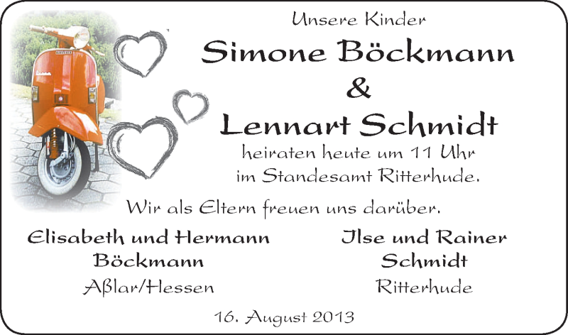 Hochzeitsanzeige von Simone Böckmann von WESER-KURIER
