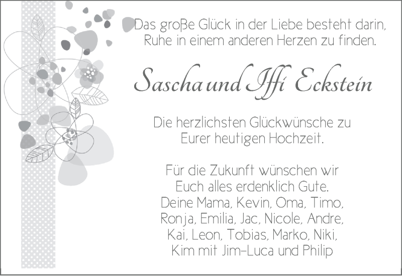 Hochzeitsanzeige von Iffi Eckstein von WESER-KURIER