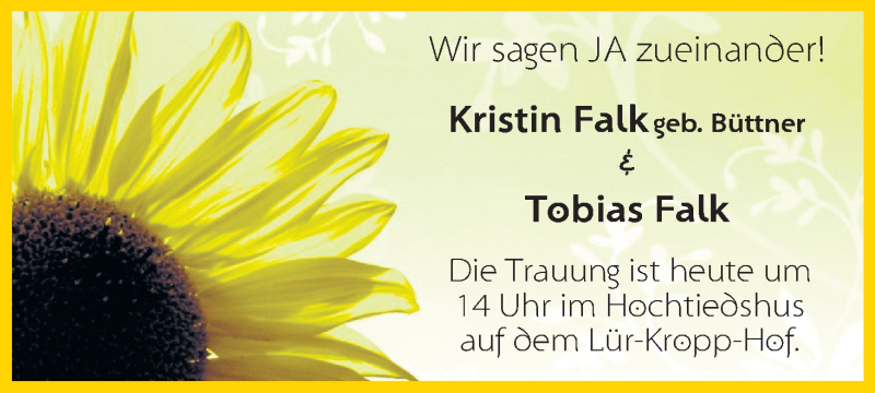 Hochzeitsanzeige von Kristin Falk von WESER-KURIER