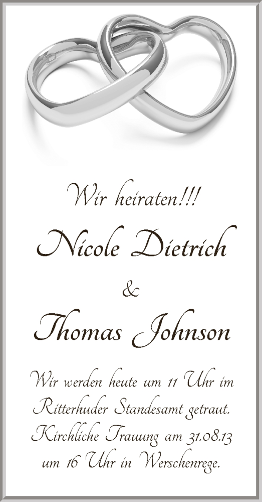 Hochzeitsanzeige von Nicole Dietrich von WESER-KURIER