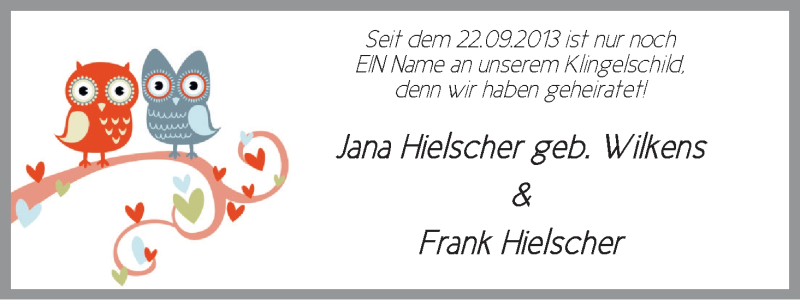 Hochzeitsanzeige von Jana Hielscher von WESER-KURIER