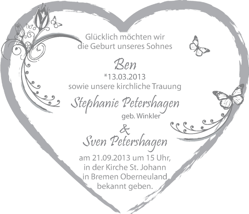Hochzeitsanzeige von Stephanie Petershagen von WESER-KURIER