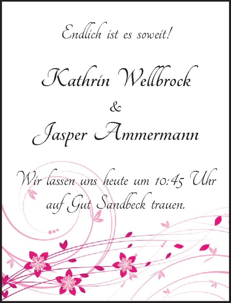 Hochzeitsanzeige von Kathrin Wellbrock von WESER-KURIER