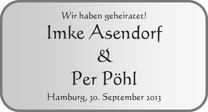 Hochzeitsanzeige von Imke Asendorf von WESER-KURIER