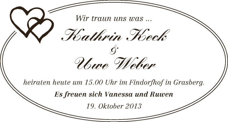 Hochzeitsanzeige von Kathrin Keck von WESER-KURIER