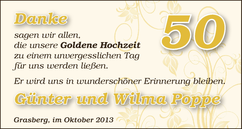 Hochzeitsanzeige von Günter Poppe von WESER-KURIER