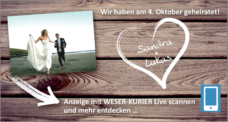 Hochzeitsanzeige von Sandra  von WESER-KURIER