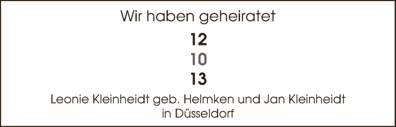 Hochzeitsanzeige von Leonie Kleinheidt von WESER-KURIER