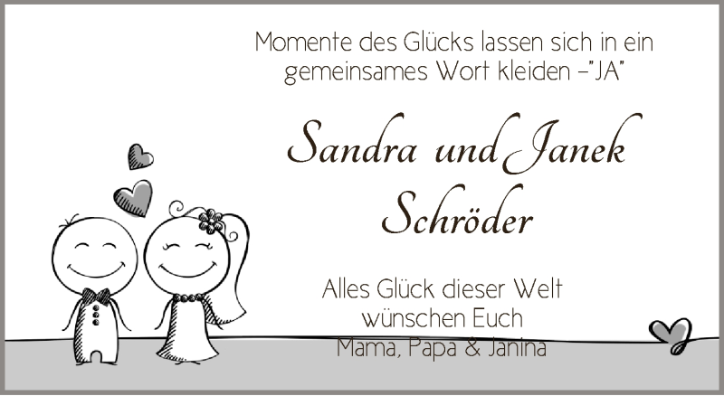 Hochzeitsanzeige von Sandra Schröder von WESER-KURIER
