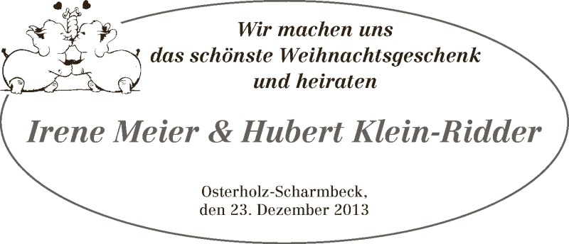Hochzeitsanzeige von Irene Meier von WESER-KURIER