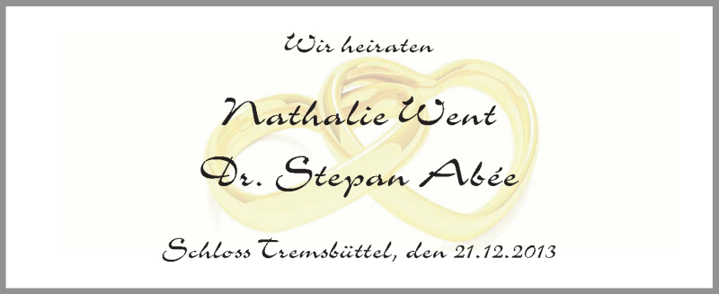 Hochzeitsanzeige von Nathalie Went von WESER-KURIER