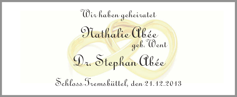 Hochzeitsanzeige von Nathalie Went von WESER-KURIER