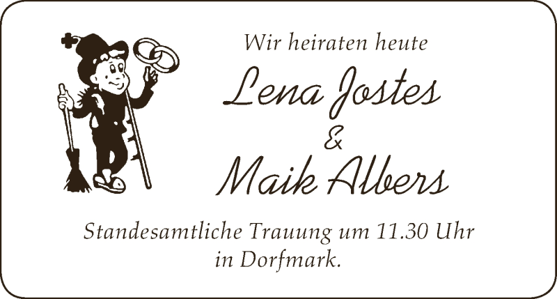 Hochzeitsanzeige von Lena Jostes von WESER-KURIER