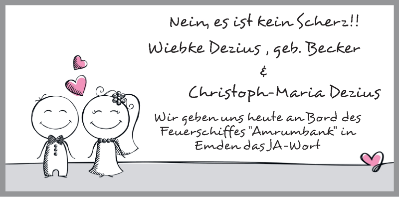 Hochzeitsanzeige von Wiebke Dezius von WESER-KURIER
