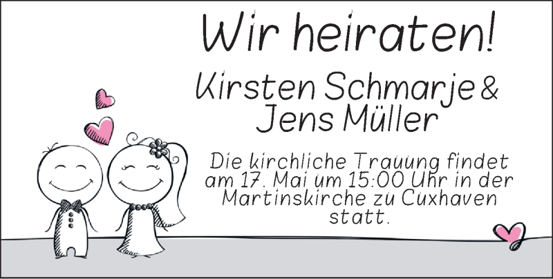 Hochzeitsanzeige von Kirsten Schmarje von WESER-KURIER