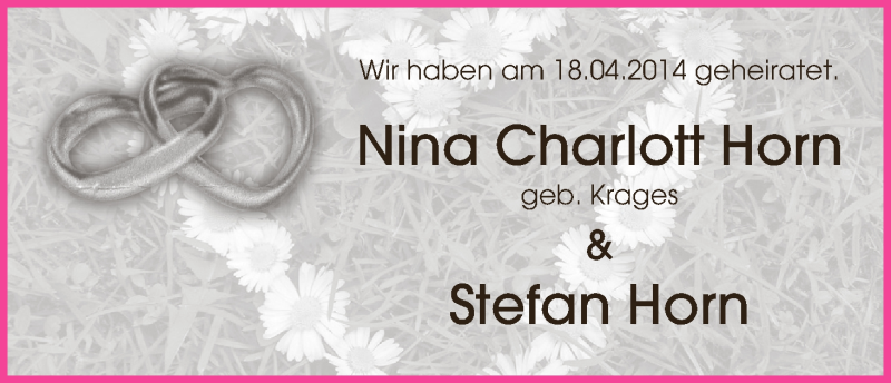 Hochzeitsanzeige von Nina Charlott Horn von WESER-KURIER