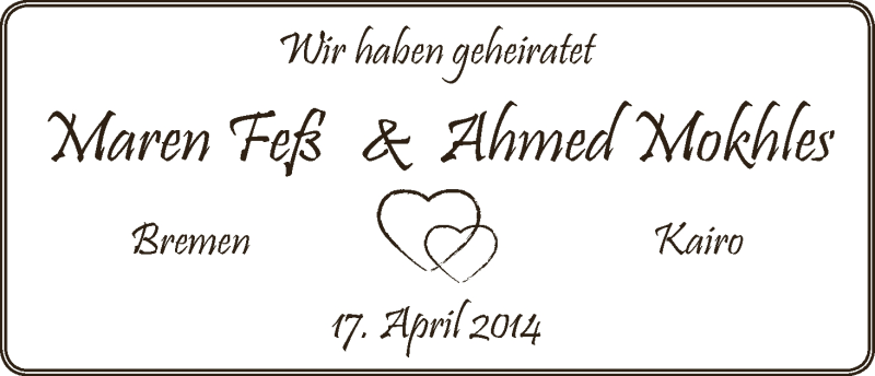 Hochzeitsanzeige von Maren Feß von WESER-KURIER