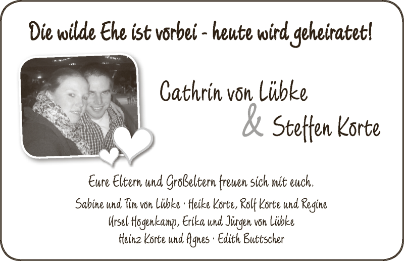 Hochzeitsanzeige von Cathrin von Lübke von WESER-KURIER