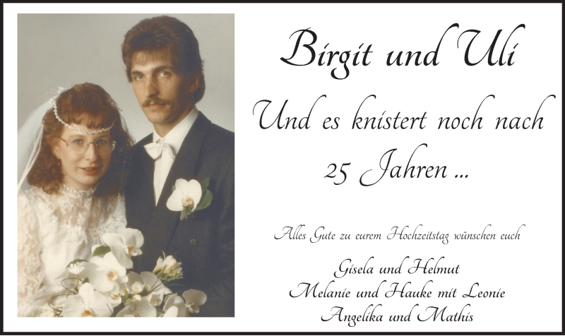 Hochzeitsanzeige von Birgit  von WESER-KURIER