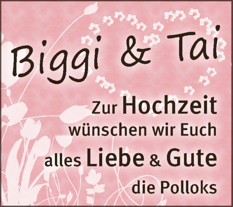 Hochzeitsanzeige von Biggi  von WESER-KURIER