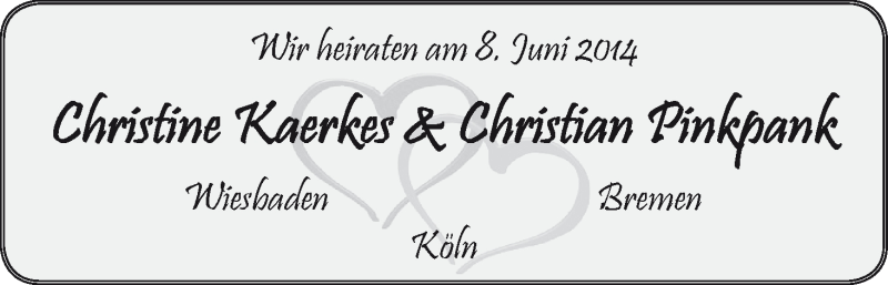Hochzeitsanzeige von Christine Kaerkes von WESER-KURIER