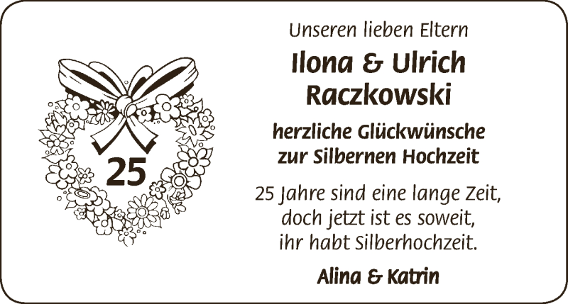 Hochzeitsanzeige von Ilona Raczkowski von WESER-KURIER