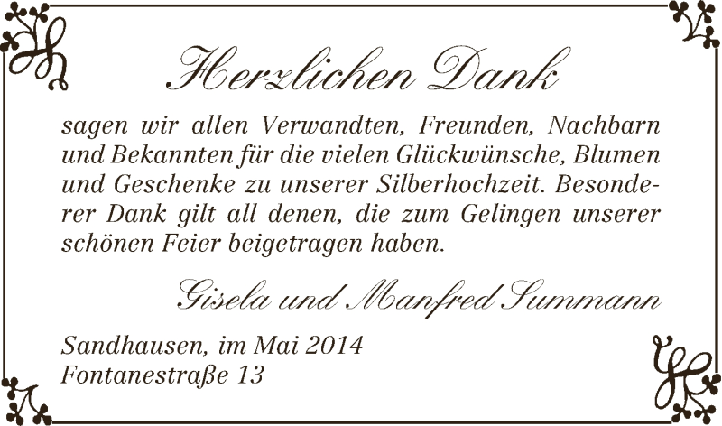 Hochzeitsanzeige von Gisela Summann von WESER-KURIER