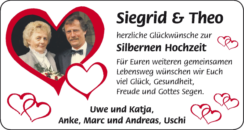 Hochzeitsanzeige von Siegrid Janssen von WESER-KURIER