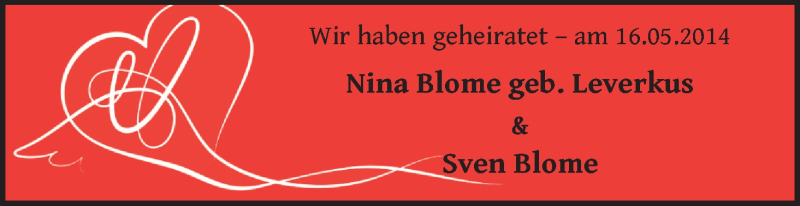 Hochzeitsanzeige von Nina Blome von WESER-KURIER