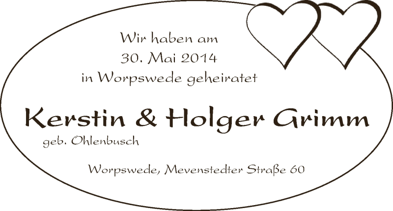 Hochzeitsanzeige von Kerstin Grimm von WESER-KURIER