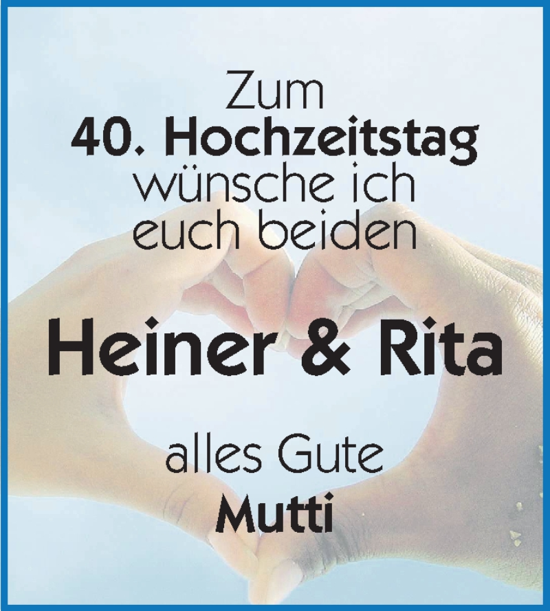 Hochzeitsanzeige von Heiner  von WESER-KURIER