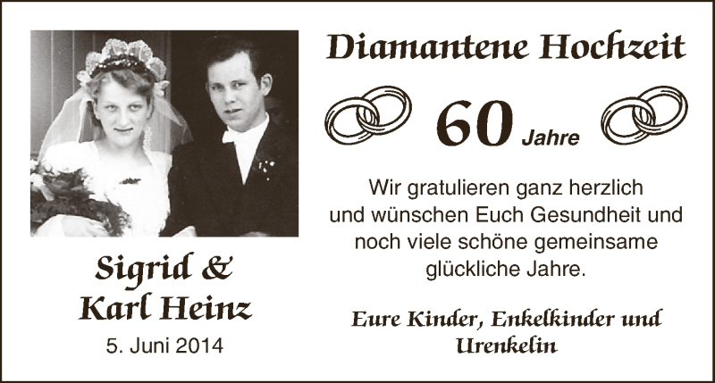 Hochzeitsanzeige von Sigrid  von WESER-KURIER