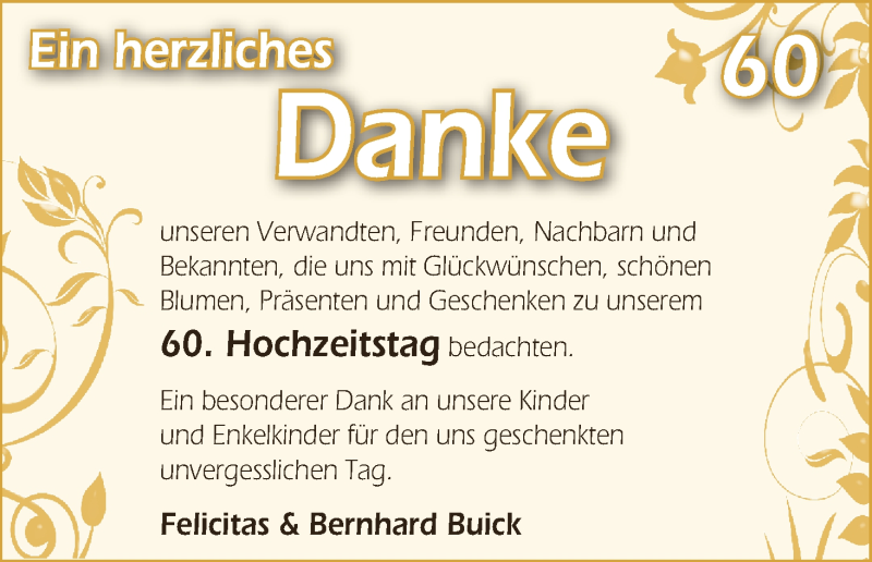 Hochzeitsanzeige von Felicitas Buick von WESER-KURIER