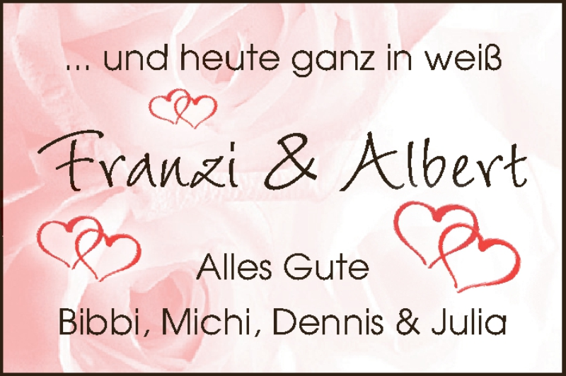 Hochzeitsanzeige von Franzi  von WESER-KURIER