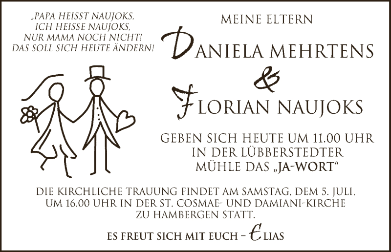 Hochzeitsanzeige von Daniela Mehrtens von WESER-KURIER