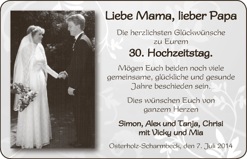 Hochzeitsanzeige von Mama  von WESER-KURIER