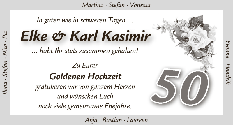 Hochzeitsanzeige von Elke Kasimir von WESER-KURIER