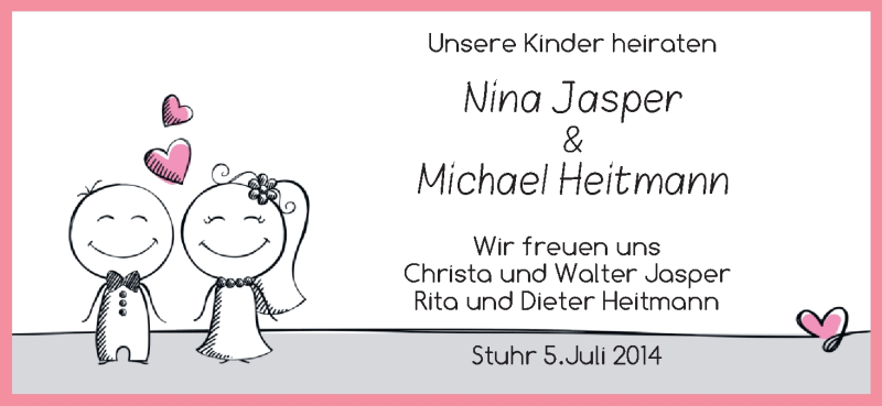 Hochzeitsanzeige von Nina Jasper von WESER-KURIER
