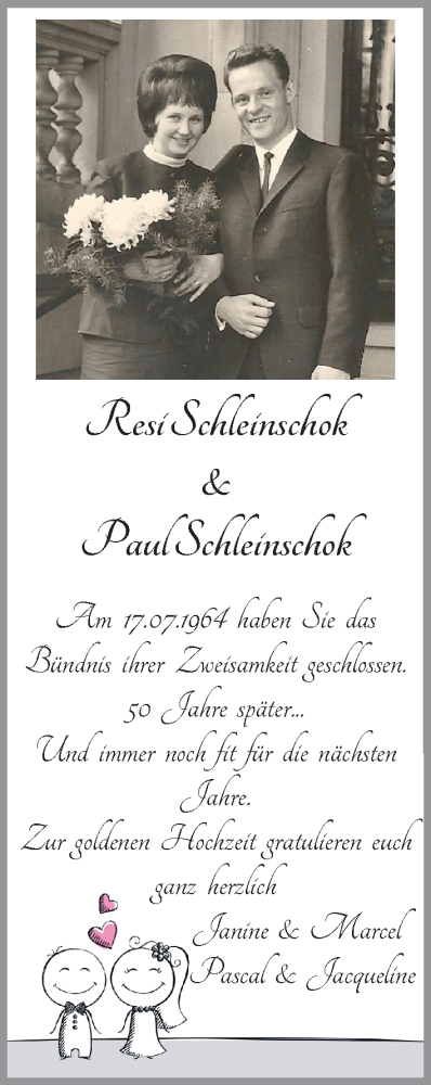 Hochzeitsanzeige von Resi Schleinschok von WESER-KURIER