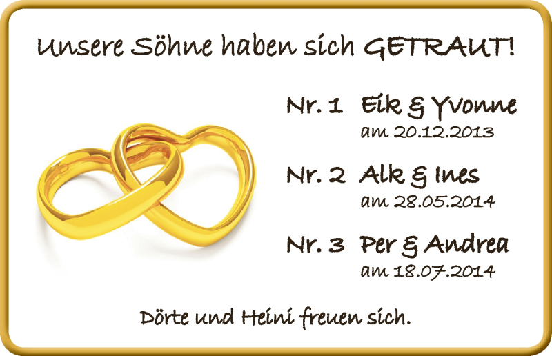 Hochzeitsanzeige von Per  von WESER-KURIER