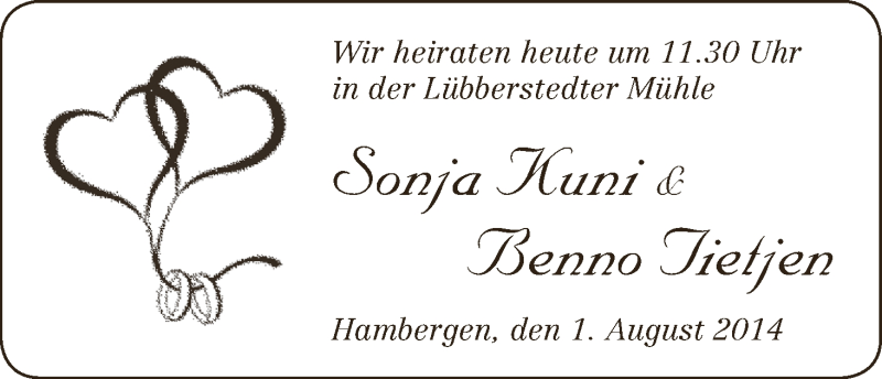 Hochzeitsanzeige von Sonja Kuni von WESER-KURIER