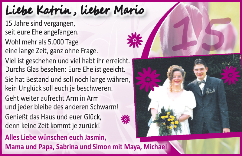 Hochzeitsanzeige von Katrin  von WESER-KURIER