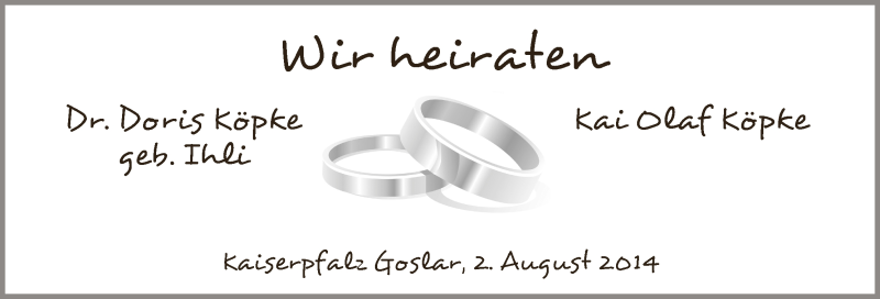 Hochzeitsanzeige von Doris Köpke von WESER-KURIER