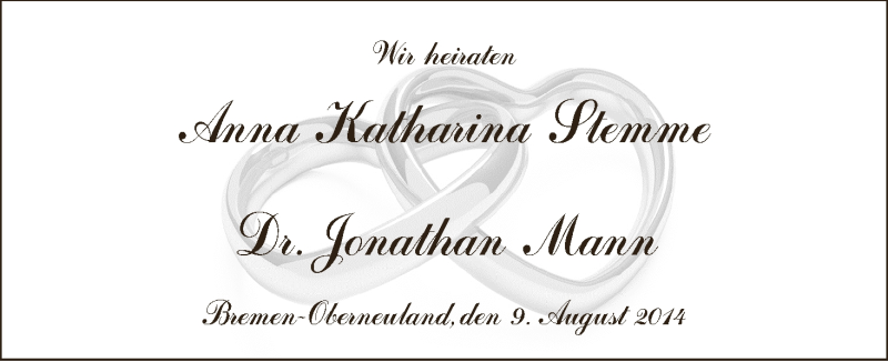 Hochzeitsanzeige von Anna Katharina Stemme von WESER-KURIER