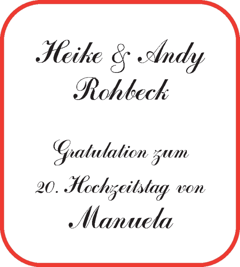 Hochzeitsanzeige von Heike Rohbeck von WESER-KURIER