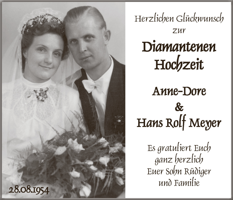 Hochzeitsanzeige von Anne-Dore Meyer von WESER-KURIER