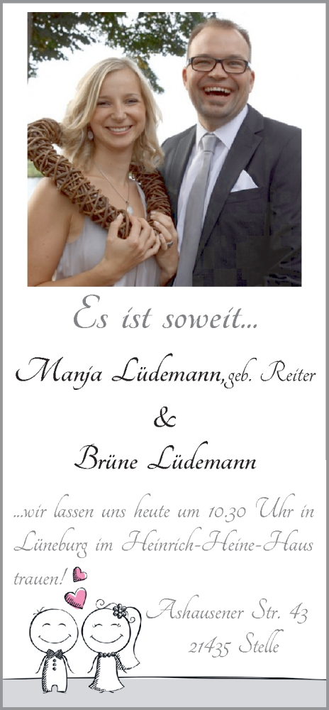 Hochzeitsanzeige von Manja Lüdemann von WESER-KURIER