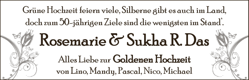 Hochzeitsanzeige von Rosemarie  von WESER-KURIER
